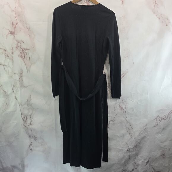 & Other Stories Dress Womens Small 4 6 Black Midi Maxi Long Sweater V Bow Wool - Picture 7 of 16